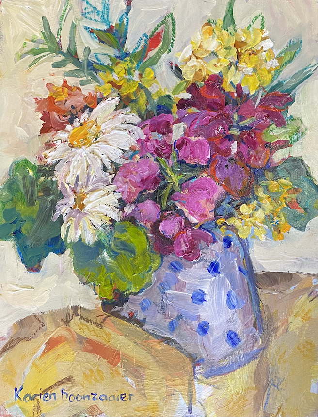 Karien Boonzaaier Effortless Gemengde Blomme Mixed Medium Painting 1 Mixed Medium