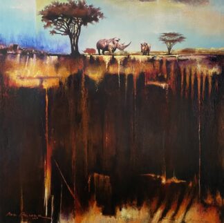 The Rare Rhino And Earth Acrylic Painting