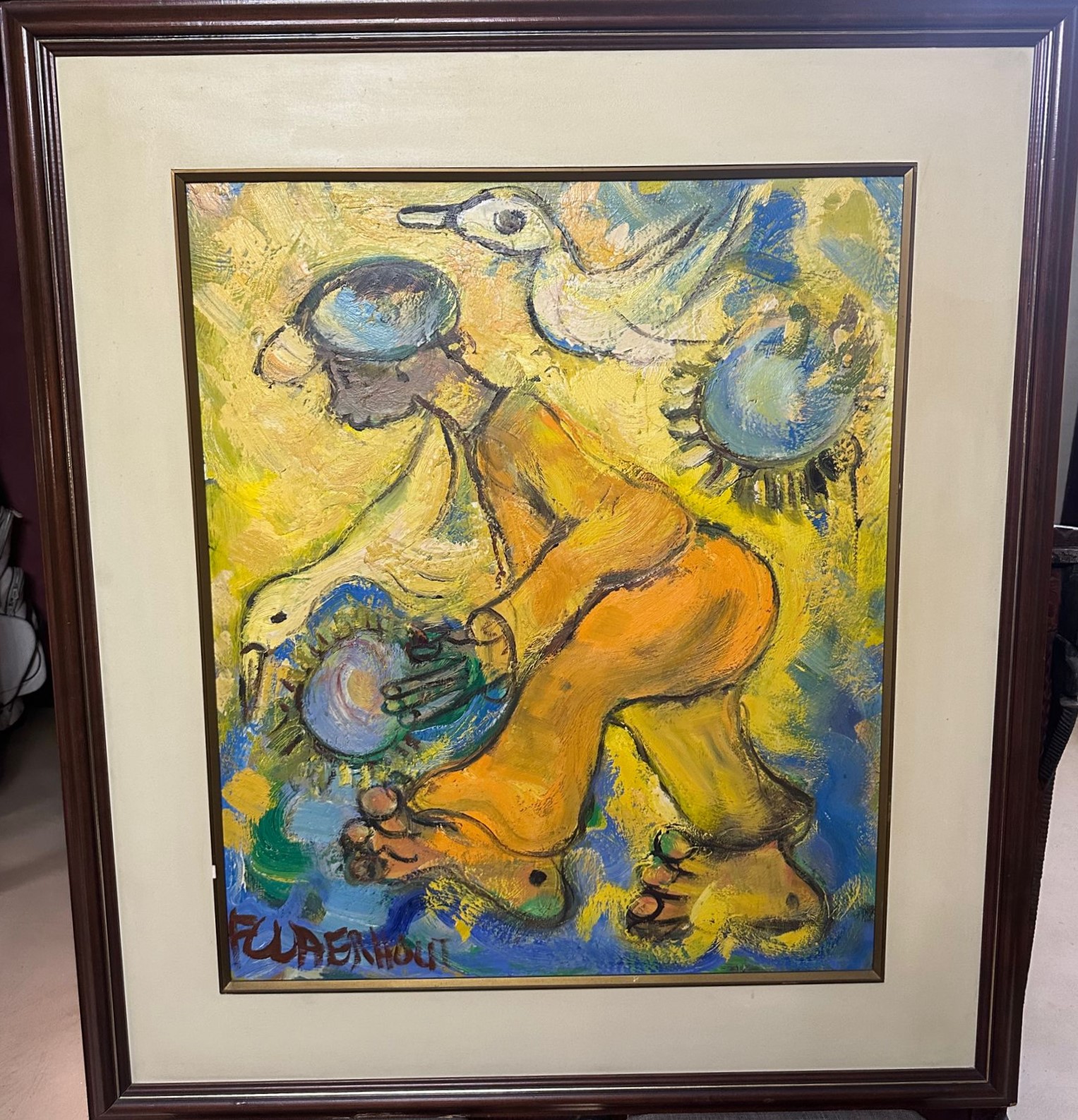 Frans Claerhout " Die Sonvanger " Oil painting Size 90 x 76 cm Set in