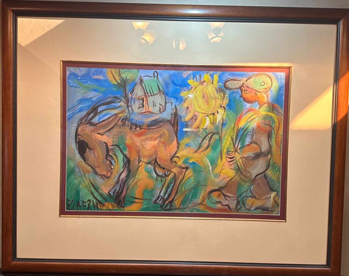 Frans Claerhout " Die Donkie " Oil painting Size 60 x 90 cm Set in