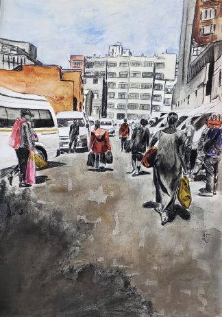 Rush Hour Mixed-Medium Painting by Lucas Kumba