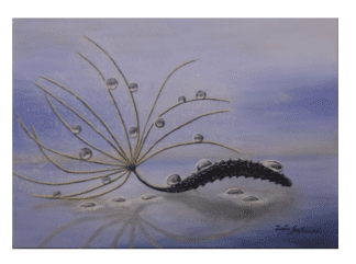 Dandelion Violet Oil on Canvas by Zofia Szafranski