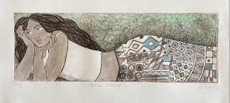 Hildegard van Heerden Africa Evening Etch Painting 165 x 375mm