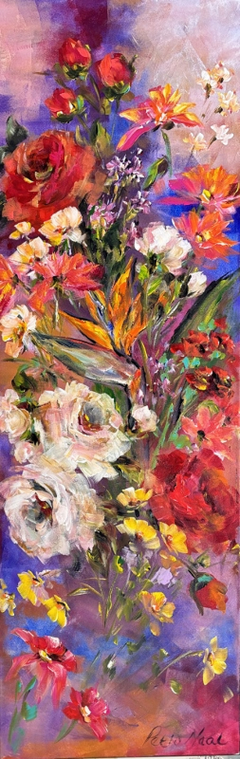 Colourful flowers Acrylic Painting by Petro Neal 1220 x 400mm 1 Colourful flowers Acrylic Painting by Petro Neal 1220 x 400mm