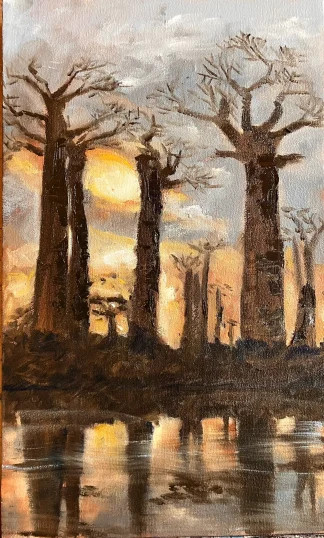 Baobab Reflections - Oil Painting by Cornelie Wolff
