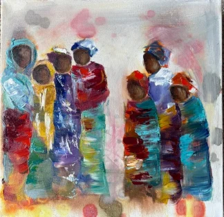 Community Mixed-Media Painting by Cornelie Wolff