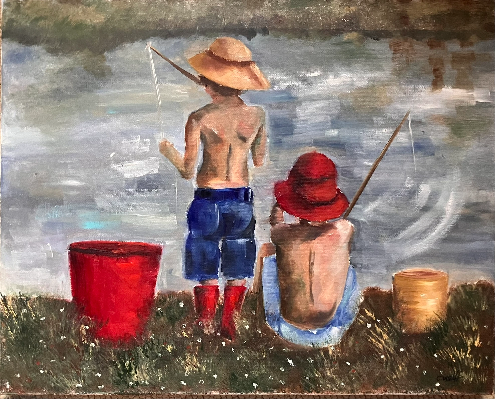 Gone Fishing II - Oil Painting by Cornelie Wolff