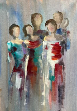 Wedding Guests Oil on Canvas by Cornelie Wolff
