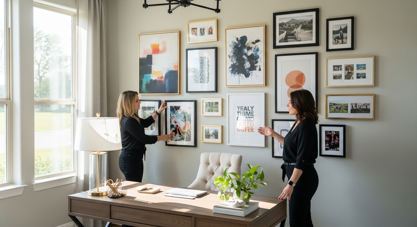 home office wall art, inspiration, modern workspace