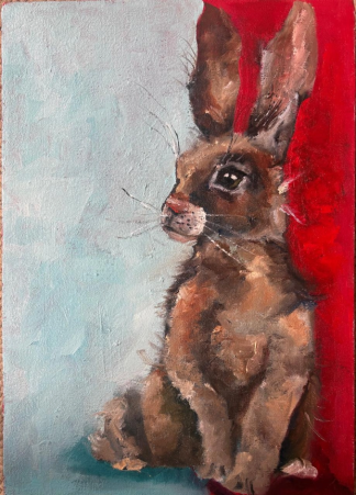 rabbit oil painring cornelie wolff