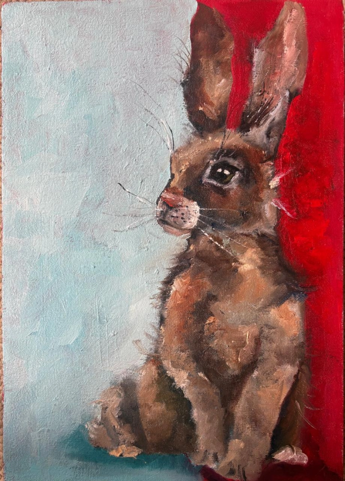 rabbit oil painring cornelie wolff